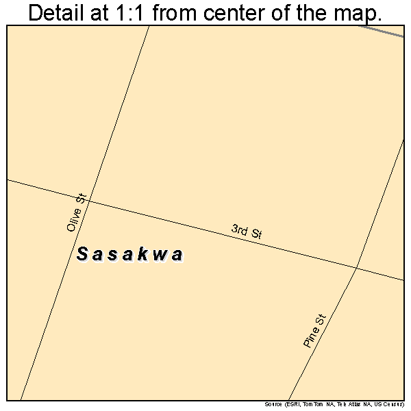 Sasakwa, Oklahoma road map detail