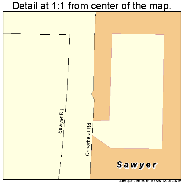 Sawyer, Oklahoma road map detail
