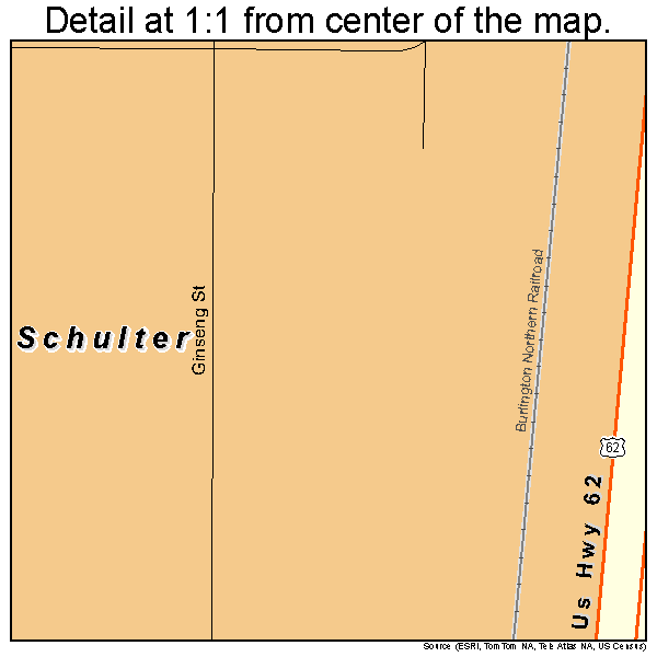 Schulter, Oklahoma road map detail