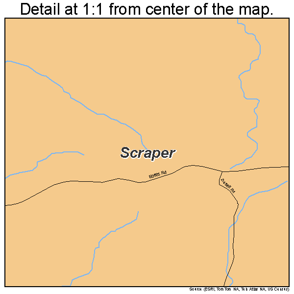 Scraper, Oklahoma road map detail