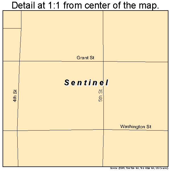 Sentinel, Oklahoma road map detail