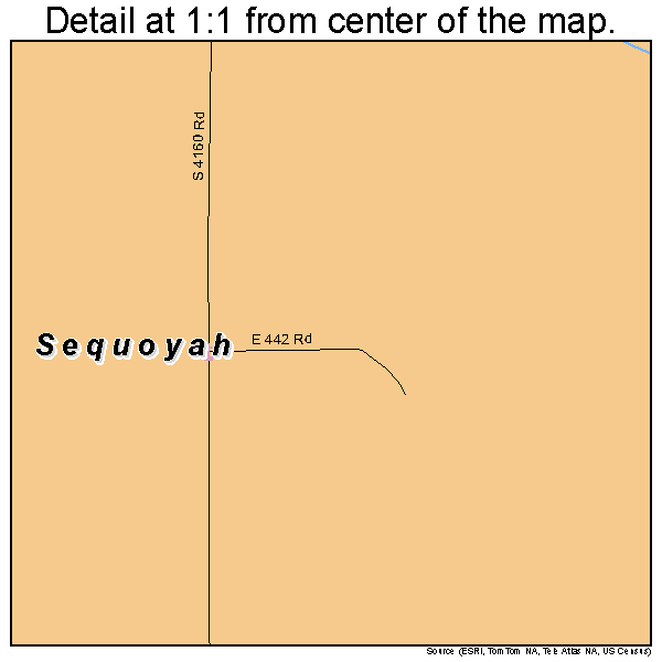 Sequoyah, Oklahoma road map detail
