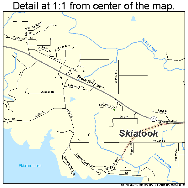 Skiatook, Oklahoma road map detail