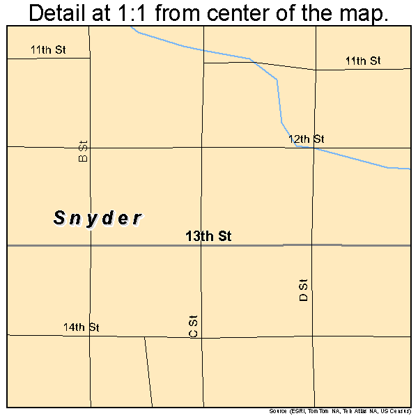 Snyder, Oklahoma road map detail
