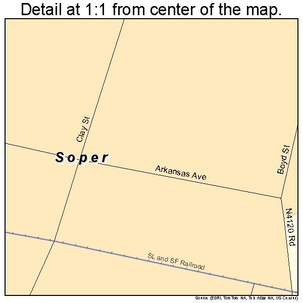 Soper, Oklahoma road map detail