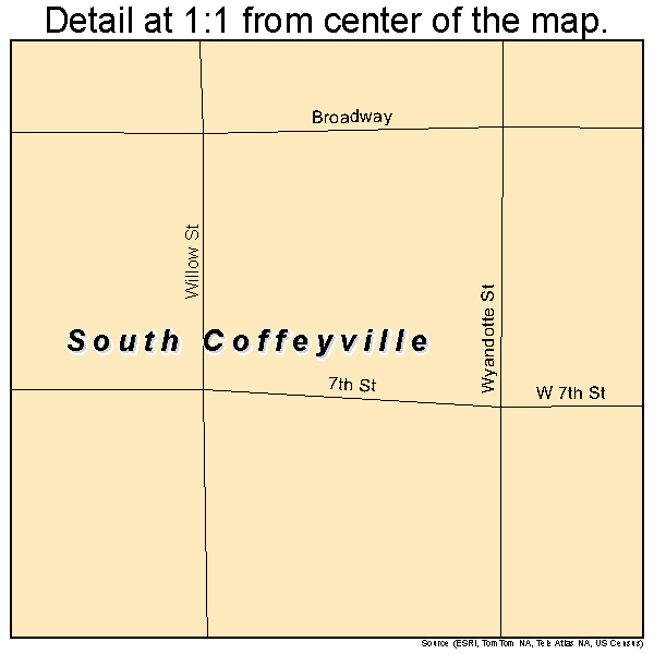 South Coffeyville, Oklahoma road map detail