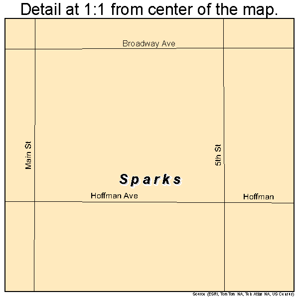 Sparks, Oklahoma road map detail