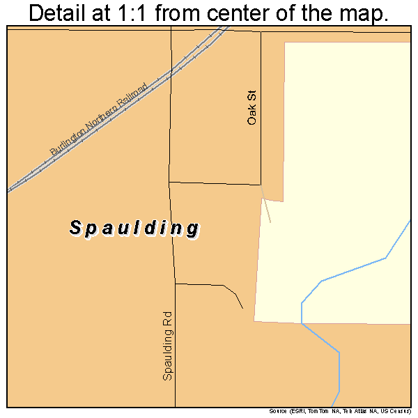 Spaulding, Oklahoma road map detail