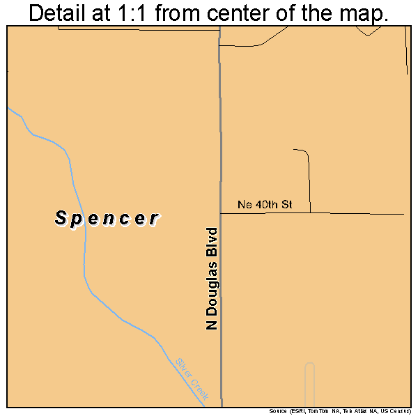 Spencer, Oklahoma road map detail