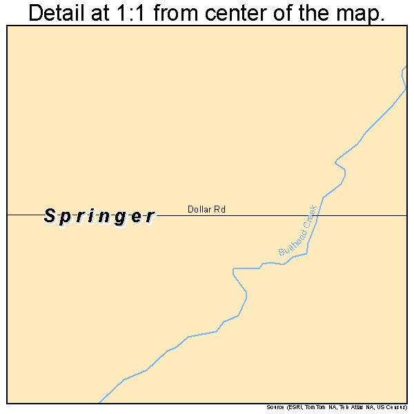 Springer, Oklahoma road map detail