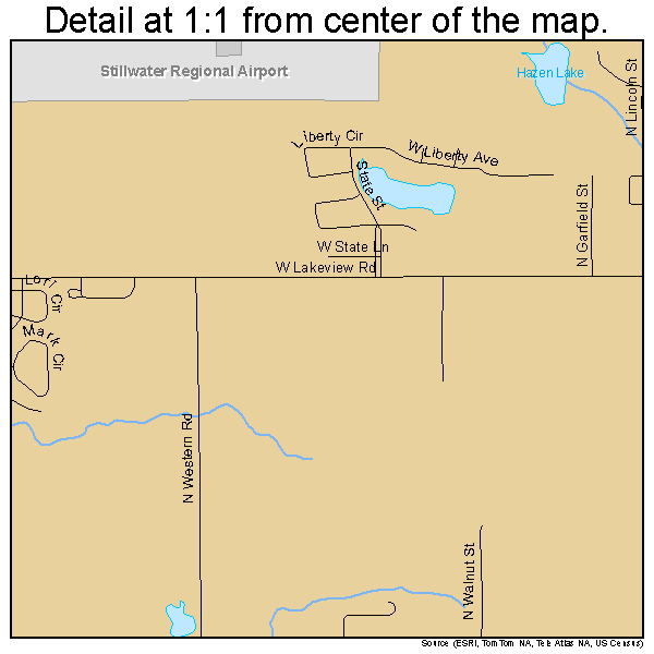 Stillwater, Oklahoma road map detail