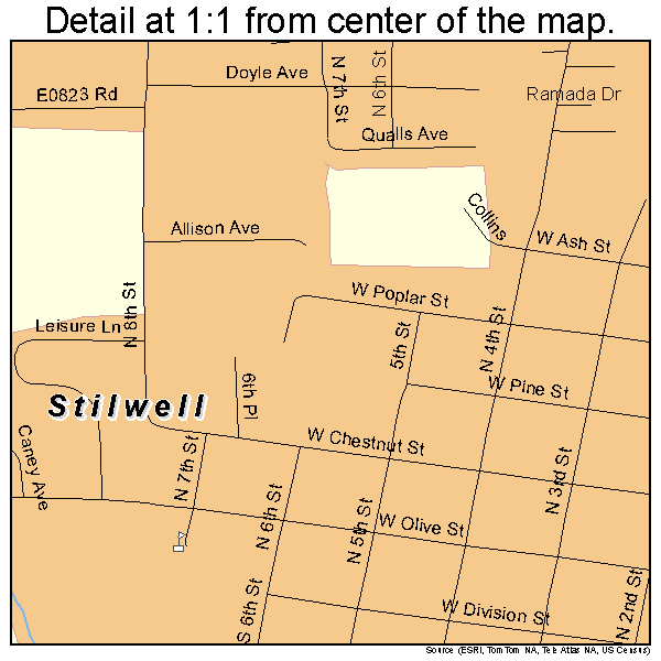 Stilwell, Oklahoma road map detail