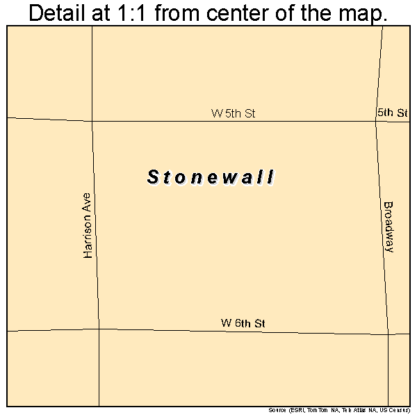 Stonewall, Oklahoma road map detail