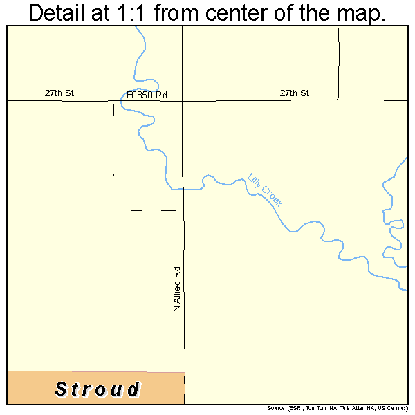 Stroud, Oklahoma road map detail
