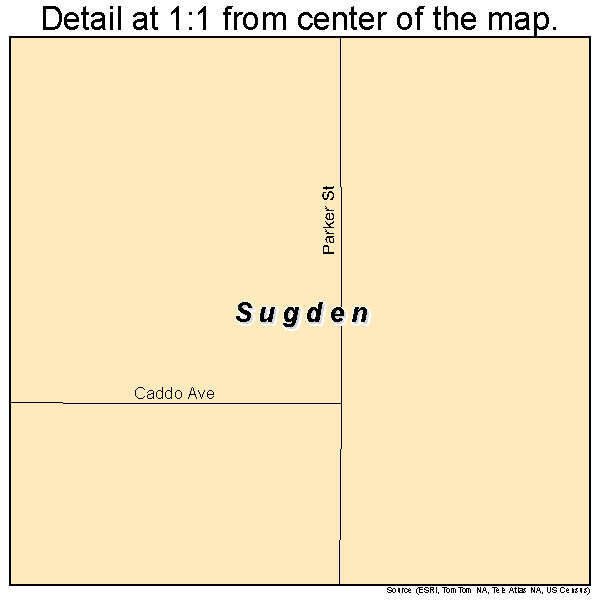 Sugden, Oklahoma road map detail