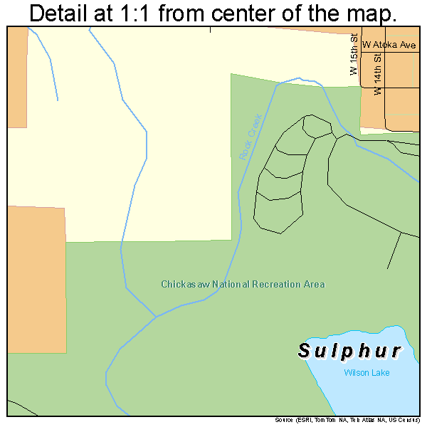 Sulphur, Oklahoma road map detail