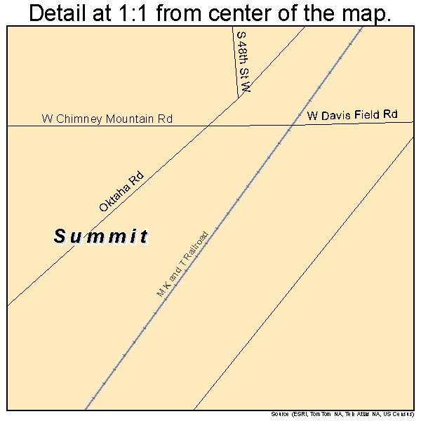 Summit, Oklahoma road map detail