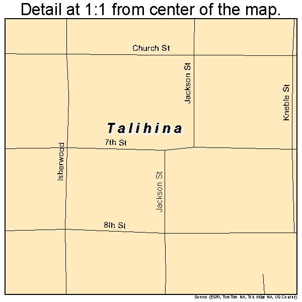 Talihina, Oklahoma road map detail