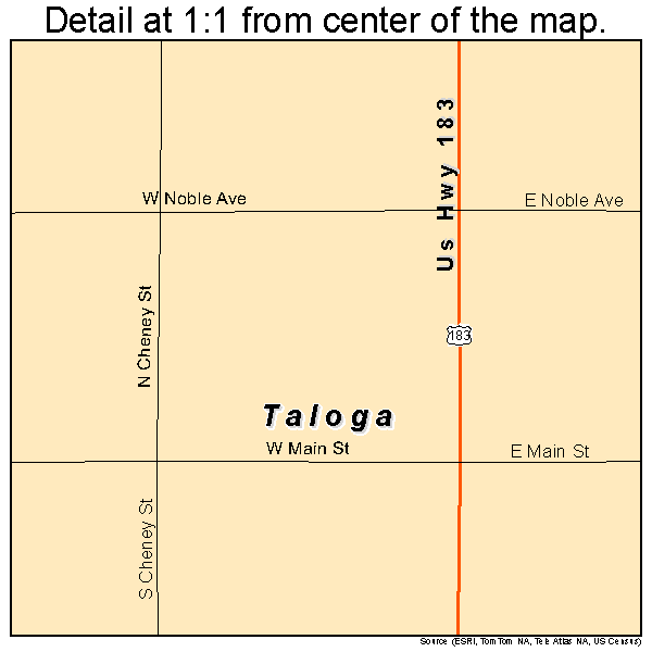 Taloga, Oklahoma road map detail