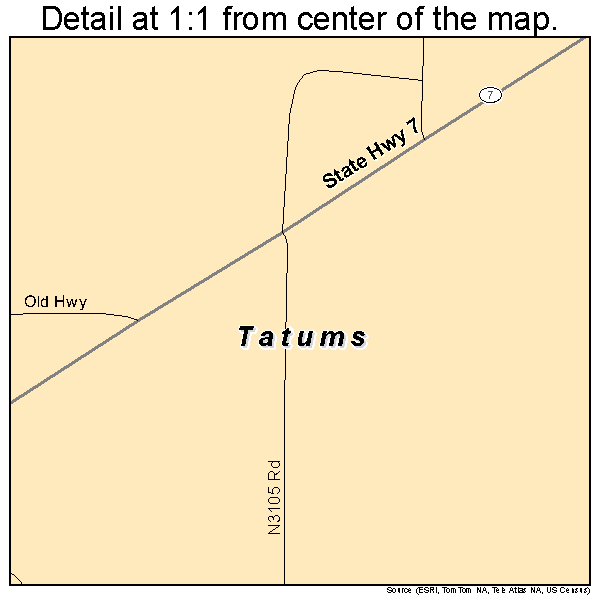 Tatums, Oklahoma road map detail