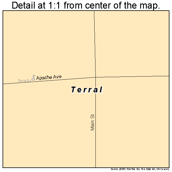 Terral, Oklahoma road map detail