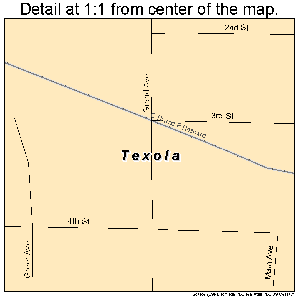 Texola, Oklahoma road map detail