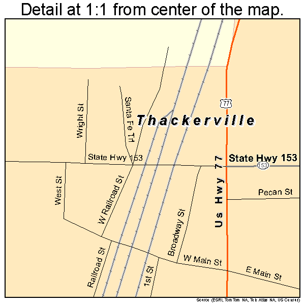 Thackerville, Oklahoma road map detail