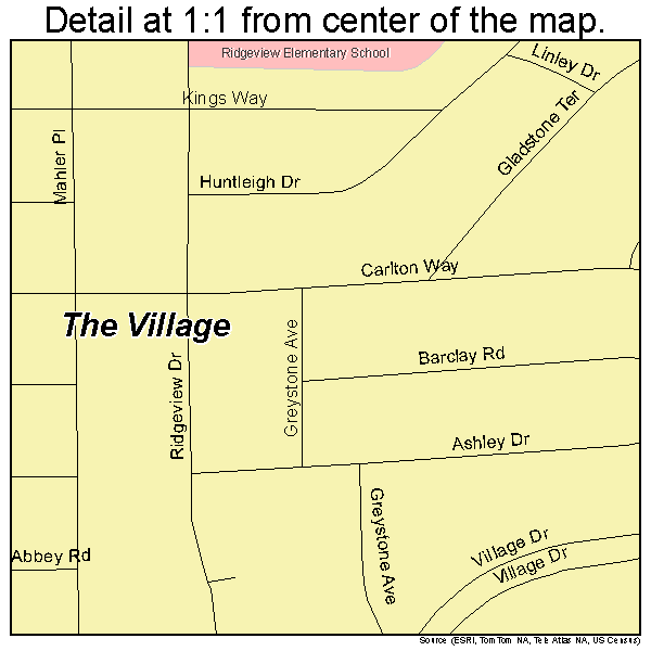 The Village, Oklahoma road map detail