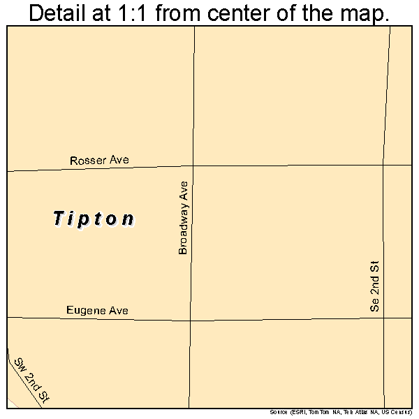 Tipton, Oklahoma road map detail