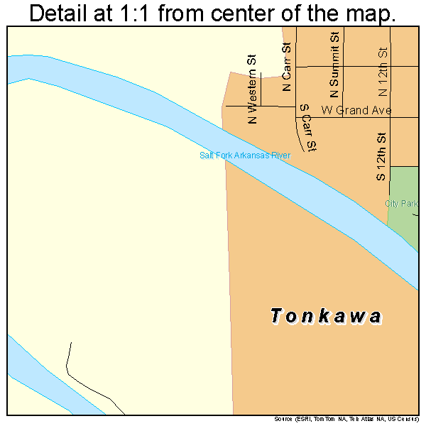 Tonkawa, Oklahoma road map detail