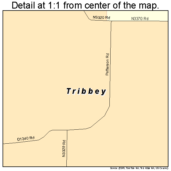 Tribbey, Oklahoma road map detail
