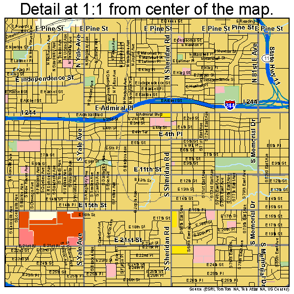 Tulsa, Oklahoma road map detail