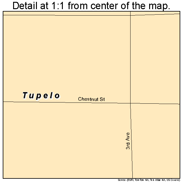 Tupelo, Oklahoma road map detail