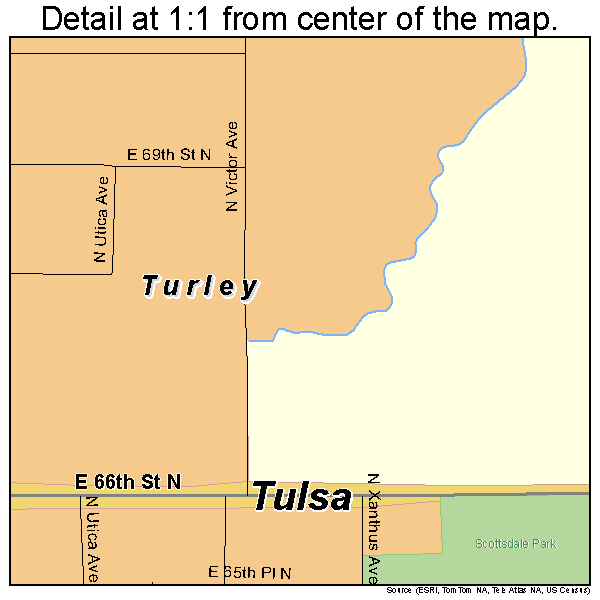 Turley, Oklahoma road map detail