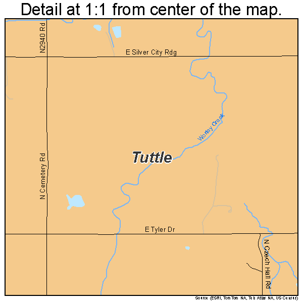Tuttle, Oklahoma road map detail