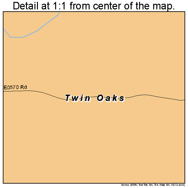 Twin Oaks, Oklahoma road map detail
