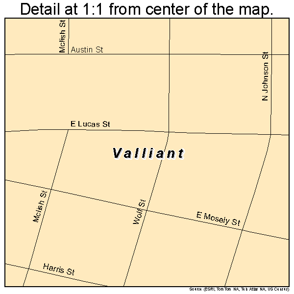 Valliant, Oklahoma road map detail