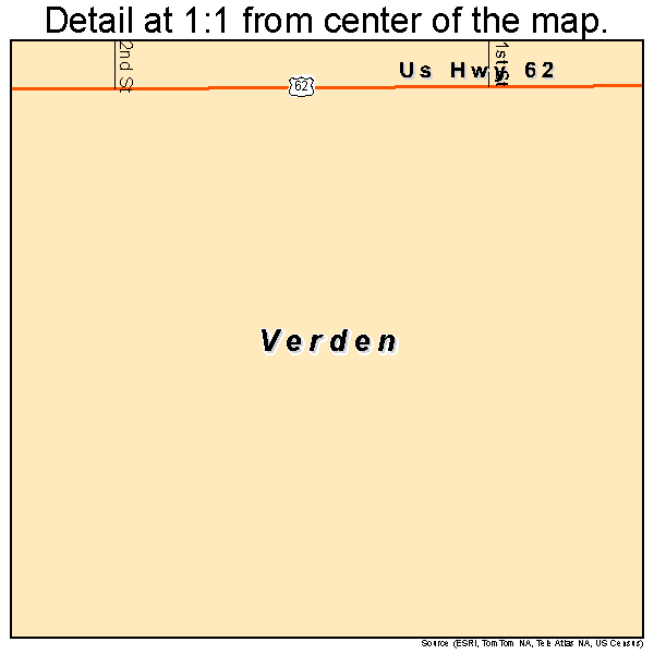Verden, Oklahoma road map detail