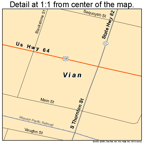 Vian, Oklahoma road map detail