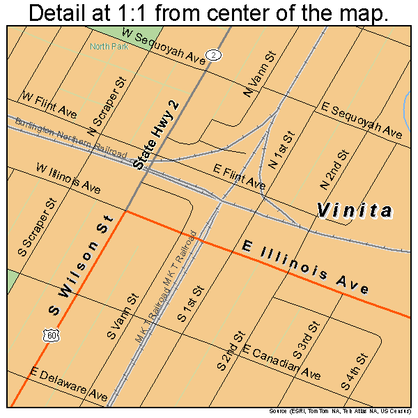 Vinita, Oklahoma road map detail