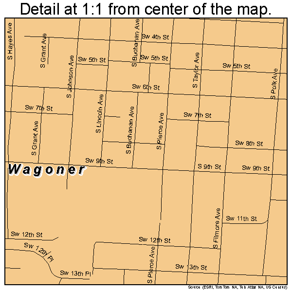 Wagoner, Oklahoma road map detail