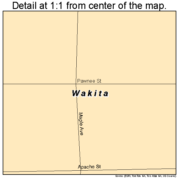 Wakita, Oklahoma road map detail