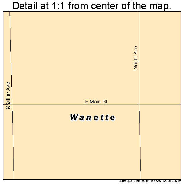 Wanette, Oklahoma road map detail