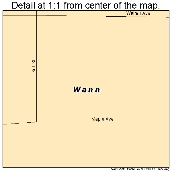 Wann, Oklahoma road map detail