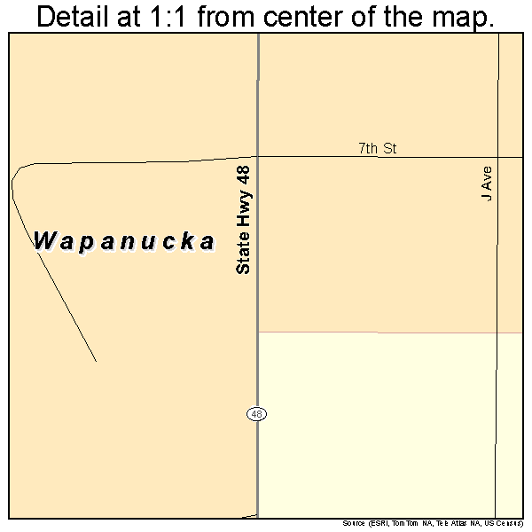Wapanucka, Oklahoma road map detail