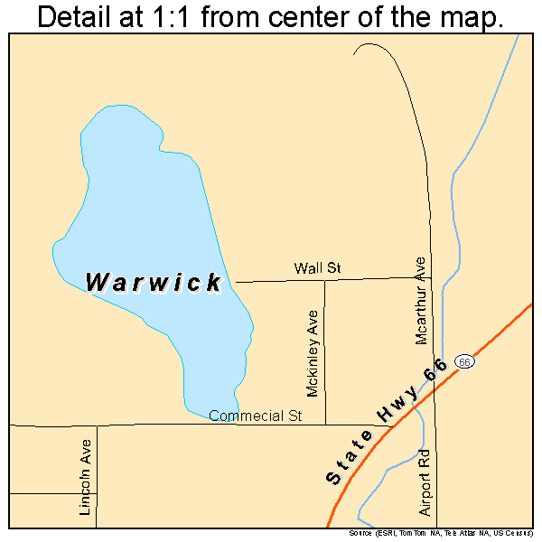 Warwick, Oklahoma road map detail