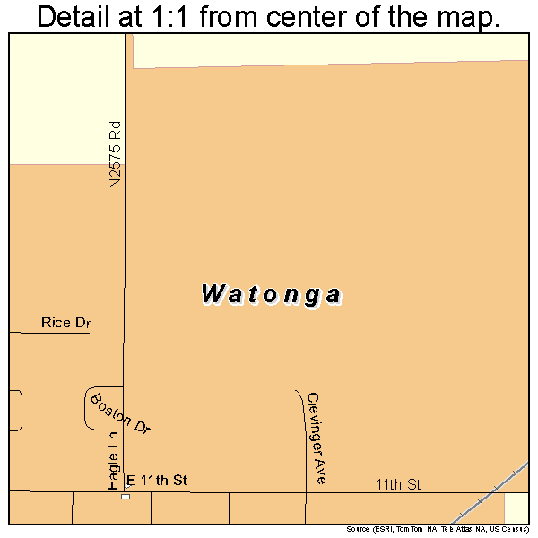 Watonga, Oklahoma road map detail