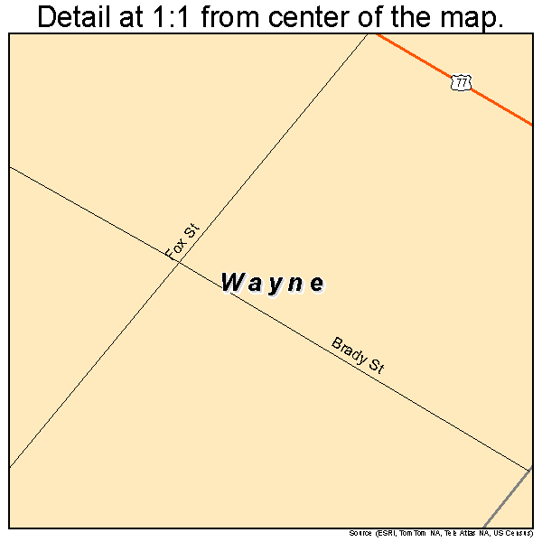 Wayne, Oklahoma road map detail