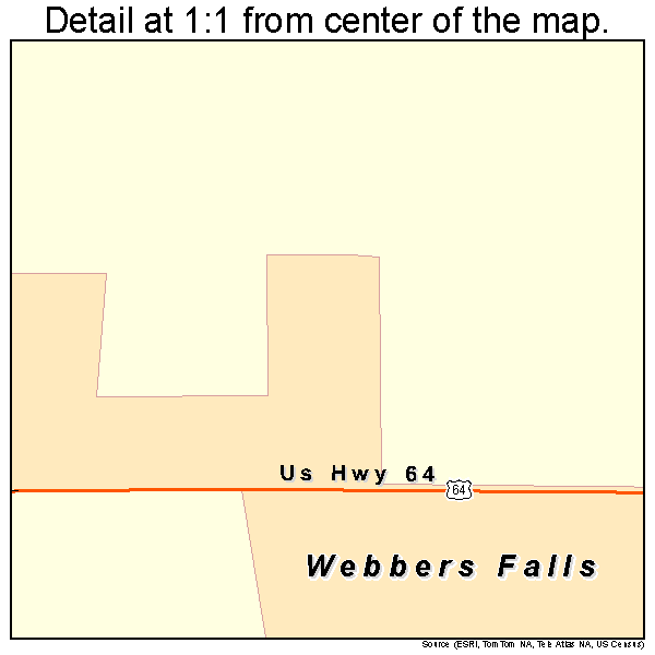 Webbers Falls, Oklahoma road map detail