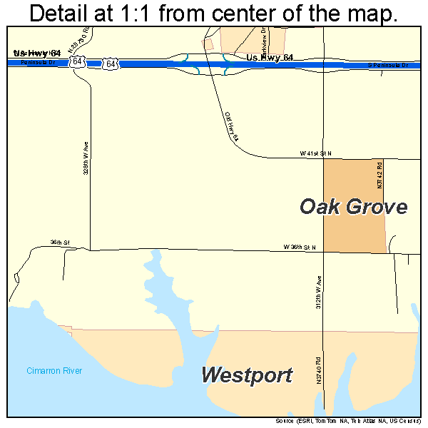 Westport, Oklahoma road map detail